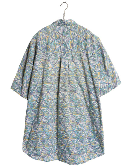80s チャップス ラルフローレン 半袖 ボタンダウン シャツ メンズ XL 古着 ヴィンテージ ポロ 半袖シャツ 総柄 グラフィック 大きいサイズ