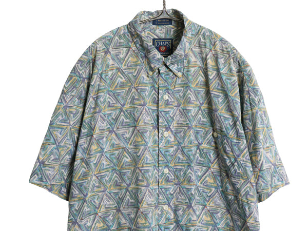 80s チャップス ラルフローレン 半袖 ボタンダウン シャツ メンズ XL 古着 ヴィンテージ ポロ 半袖シャツ 総柄 グラフィック 大きいサイズ