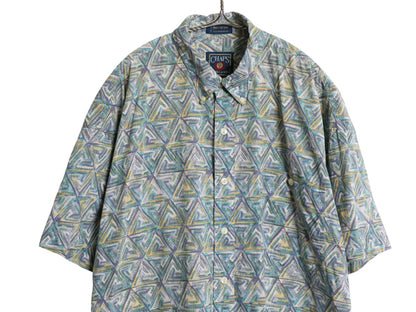 80s チャップス ラルフローレン 半袖 ボタンダウン シャツ メンズ XL 古着 ヴィンテージ ポロ 半袖シャツ 総柄 グラフィック 大きいサイズ