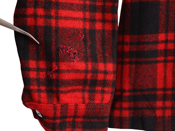 70s USA製 ペンドルトン ウール シャツ ジャケット メンズ L ヴィンテージ チェック ヘビーウェイト CPO ボックス ブルゾン ツートン 赤 黒