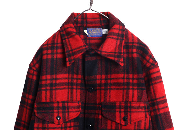 70s USA製 ペンドルトン ウール シャツ ジャケット メンズ L ヴィンテージ チェック ヘビーウェイト CPO ボックス ブルゾン ツートン 赤 黒