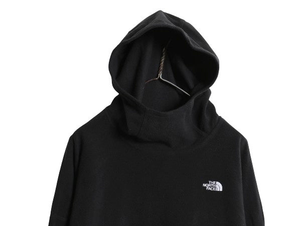 ノースフェイス フリース パーカー 長袖 Tシャツ レディース M / アウトドア TKA フード付き ロンT プルオーバー ハイネック ブラック 薄手