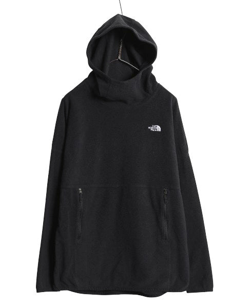 ノースフェイス フリース パーカー 長袖 Tシャツ レディース M / アウトドア TKA フード付き ロンT プルオーバー ハイネック ブラック 薄手