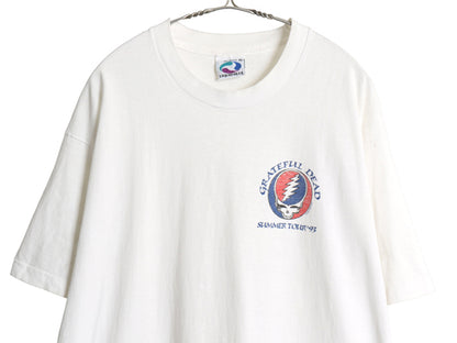 90s USA製 グレイトフルデッド ツアー イラスト プリント Tシャツ メンズ XL オールド バンド ロック スカル LIQUID BLUE 大きいサイズ 白