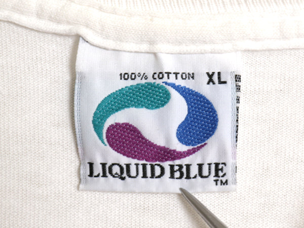 90s USA製 グレイトフルデッド ツアー イラスト プリント Tシャツ メンズ XL オールド バンド ロック スカル LIQUID BLUE 大きいサイズ 白
