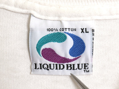 90s USA製 グレイトフルデッド ツアー イラスト プリント Tシャツ メンズ XL オールド バンド ロック スカル LIQUID BLUE 大きいサイズ 白