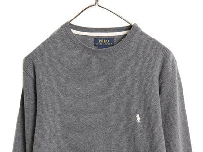 ポロ ラルフローレン 長袖 サーマル Tシャツ メンズ S 古着 ロンT ワッフル カットソー ワンポイント ストレッチ インナー シンプル グレー
