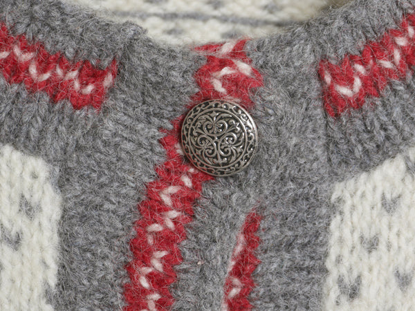 80s USA製 エルエルビーン バーズアイ ニット カーディガン レディース M / ヴィンテージ ウール セーター 前開き 羽織り 総柄 ナチュラル