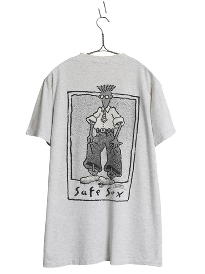 80s キャラクター イラスト 両面 プリント Tシャツ メンズ M 程/ ヴィンテージ アート ジョーク パロディ グラフィック シングルステッチ