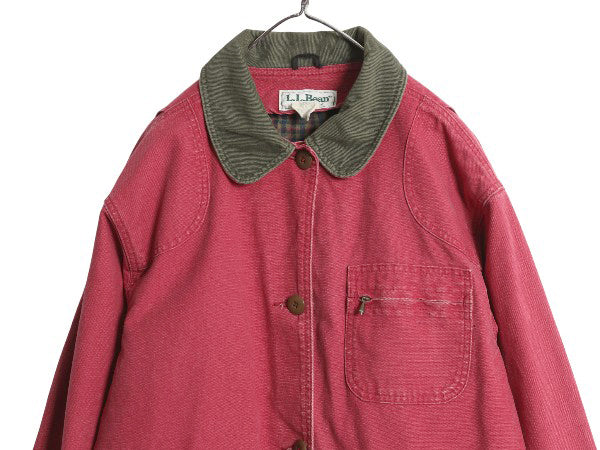 90s USA製 エルエルビーン ダック ハンティング ジャケット レディース L / カバーオール フィールド コート 脱着 チェック 中綿 ライナー