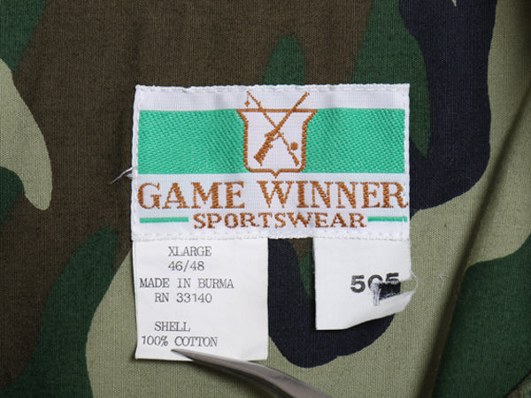 70s 80s GAME WINNER 迷彩 長袖 シャツ メンズ XL / 古着 ヴィンテージ ウッドランド カモ サファリ ハンティング コットン 大きいサイズ