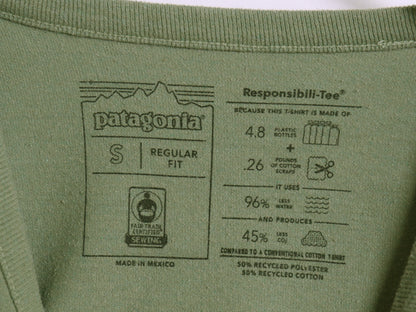 パタゴニア 両面 プリント 長袖 Tシャツ レディース S / 21年製 アウトドア ロンT ロングスリーブ P6 バックプリント ロゴT カットソー 緑