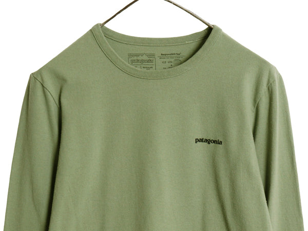 パタゴニア 両面 プリント 長袖 Tシャツ レディース S / 21年製 アウトドア ロンT ロングスリーブ P6 バックプリント ロゴT カットソー 緑