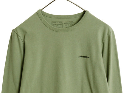 パタゴニア 両面 プリント 長袖 Tシャツ レディース S / 21年製 アウトドア ロンT ロングスリーブ P6 バックプリント ロゴT カットソー 緑