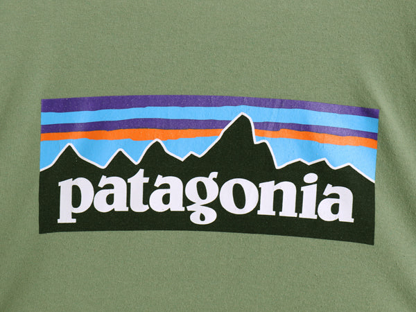 パタゴニア 両面 プリント 長袖 Tシャツ レディース S / 21年製 アウトドア ロンT ロングスリーブ P6 バックプリント ロゴT カットソー 緑