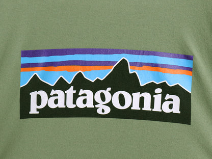 パタゴニア 両面 プリント 長袖 Tシャツ レディース S / 21年製 アウトドア ロンT ロングスリーブ P6 バックプリント ロゴT カットソー 緑