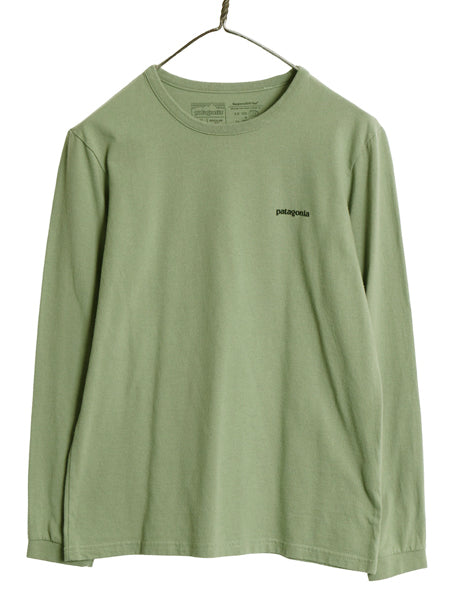 パタゴニア 両面 プリント 長袖 Tシャツ レディース S / 21年製 アウトドア ロンT ロングスリーブ P6 バックプリント ロゴT カットソー 緑