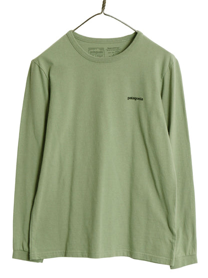 パタゴニア 両面 プリント 長袖 Tシャツ レディース S / 21年製 アウトドア ロンT ロングスリーブ P6 バックプリント ロゴT カットソー 緑