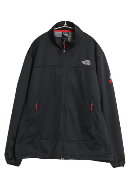 US企画 ノースフェイス サミットシリーズ ソフトシェル ジャケット メンズ L / アウトドア ジャンパー ストレッチ 裏 フリース ブルゾン 黒