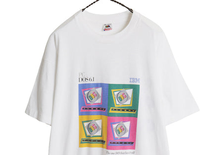 90s USA製 ★ IBM PC イラスト プリント Tシャツ メンズ XL / オールド 当時物 企業物 テック コンピューター プロモ シングルステッチ 白