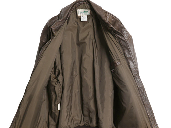 90s USA製 ★ エルエルビーン A-2 タイプ 本革 レザー フライト ジャケット メンズ XL 古着 オールド 革ジャン ブルゾン ボンバー A2 中綿