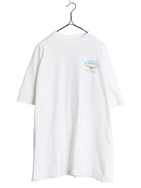 90s USA製 ★ ジミー バフェット イラスト プリント Tシャツ メンズ XL / オールド 企業物 マップ 音楽 シングルステッチ グラフィック 白