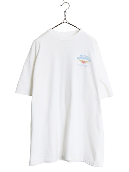 90s USA製 ★ ジミー バフェット イラスト プリント Tシャツ メンズ XL / オールド 企業物 マップ 音楽 シングルステッチ グラフィック 白