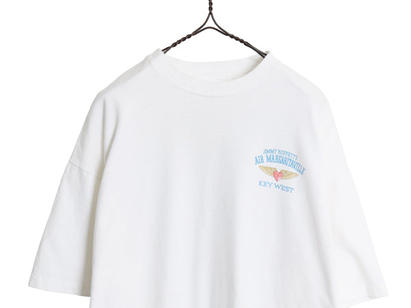 90s USA製 ★ ジミー バフェット イラスト プリント Tシャツ メンズ XL / オールド 企業物 マップ 音楽 シングルステッチ グラフィック 白