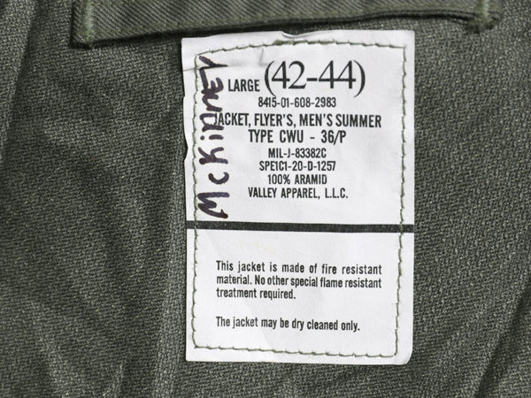 デッドストック 米軍実物 CWU-36P サマー フライト ジャケット LARGE / 20年製 アラミド ミリタリー USAF エアフォース ボンバー ブルゾン
