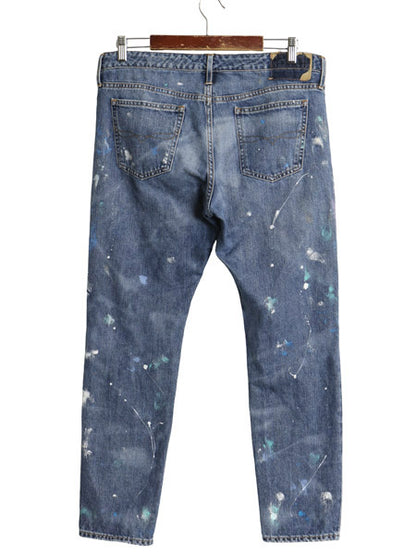 ポロ ラルフローレン デニム パンツ レディース 30 ヴィンテージ ペンキ 加工 ジーンズ ジーパン スリム テーパード ヒゲ アタリ ダメージ