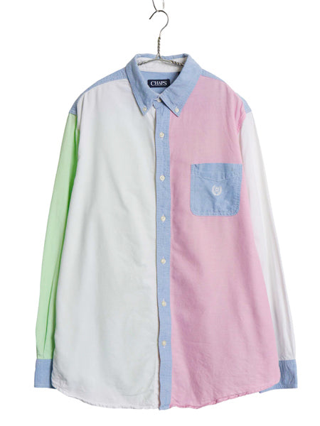 チャップス ラルフローレン 長袖 ボタンダウン シャツ メンズ L コットン オックスフォード 長袖シャツ クレイジー パターン マルチカラー