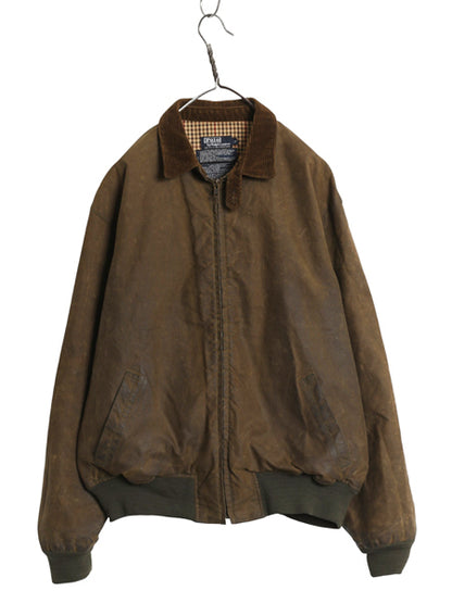 80s 90s USA製 ★ ポロ ラルフローレン オイルド スイングトップ ジャケット メンズ L / ヴィンテージ コットン ブルゾン ポニー無し 無地