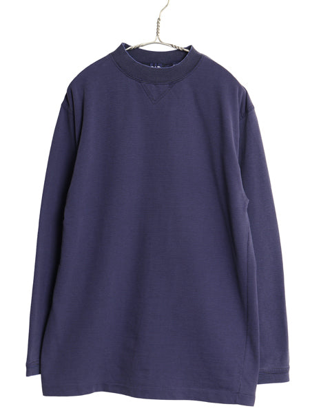 90s オールド ギャップ モックネック ボーダー 長袖 Tシャツ メンズ S / 紺タグ 前V コットン ロンT ハイネック カットソー ツートン 黒 紺