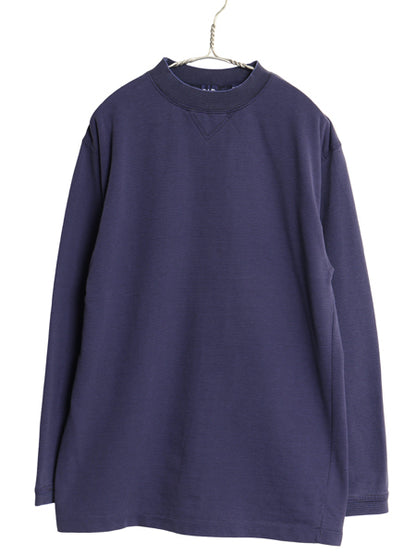 90s オールド ギャップ モックネック ボーダー 長袖 Tシャツ メンズ S / 紺タグ 前V コットン ロンT ハイネック カットソー ツートン 黒 紺