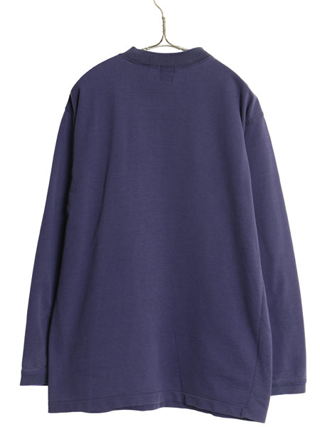 90s オールド ギャップ モックネック ボーダー 長袖 Tシャツ メンズ S / 紺タグ 前V コットン ロンT ハイネック カットソー ツートン 黒 紺