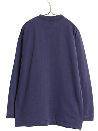 90s オールド ギャップ モックネック ボーダー 長袖 Tシャツ メンズ S / 紺タグ 前V コットン ロンT ハイネック カットソー ツートン 黒 紺