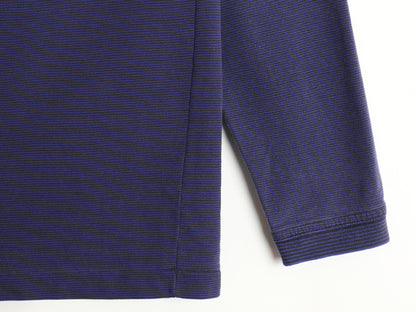 90s オールド ギャップ モックネック ボーダー 長袖 Tシャツ メンズ S / 紺タグ 前V コットン ロンT ハイネック カットソー ツートン 黒 紺