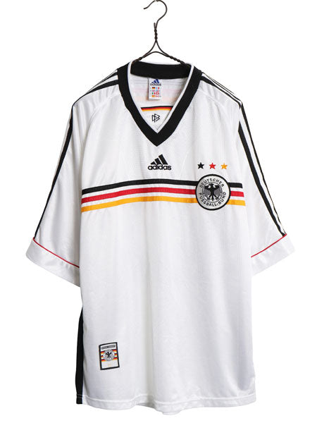 90s ☆ アディダス ドイツ 代表 サッカー ユニフォーム メンズ XL / 98 99 当時物 ナショナル オフィシャル フットボール シャツ ホーム 白