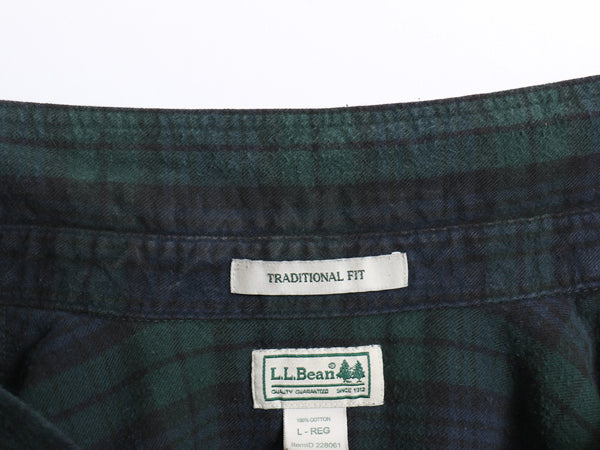00s エルエルビーン チェック 長袖 ボタンダウン フランネル シャツ メンズ L オールド コットン 長袖シャツ ネルシャツ ブラックウォッチ