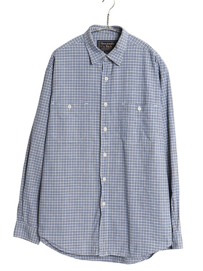 90s  Abercrombie&Fitch チェック 長袖 シャツ メンズ M / コットン オックスフォード ポケット付き カジュアル ゆったり マルチカラー Y2K