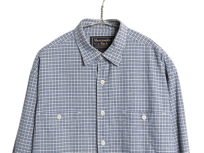 90s  Abercrombie&Fitch チェック 長袖 シャツ メンズ M / コットン オックスフォード ポケット付き カジュアル ゆったり マルチカラー Y2K