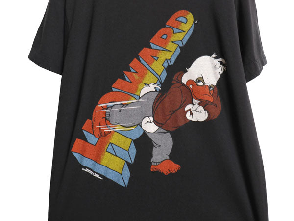 80s ★ ハワードザダック イラスト プリント Tシャツ メンズ S 程/ ヴィンテージ 当時物 ムービー 映画 マーベル キャラクター アメコミ 黒