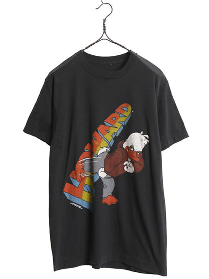 80s ★ ハワードザダック イラスト プリント Tシャツ メンズ S 程/ ヴィンテージ 当時物 ムービー 映画 マーベル キャラクター アメコミ 黒