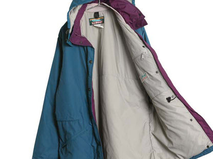 80s USA製 エルエルビーン 中綿 ナイロン マウンテンパーカー ジャケット レディース M ヴィンテージ マンパ ジャンパー ハーフ コート 青