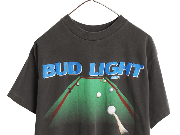 90s ★ バドワイザー ビリヤード イラスト プリント Tシャツ メンズ L 程 古着 オールド 企業物 当時物 シングルステッチ グラフィック 黒