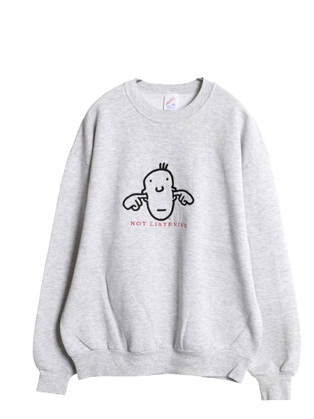 90s USA製 アート イラスト 刺繍 スウェット メンズ XL / オールド トレーナー 裏起毛 キャラクター メッセージ 大きいサイズ クルーネック