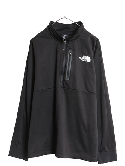 US企画 ノースフェイス ハーフジップ ソフトシェル ジャケット メンズ XXL アウトドア 裏 フリース プルオーバー ブルゾン 大きいサイズ 黒