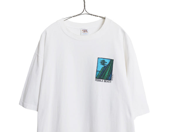 90s USA製 両面 アート イラスト プリント Tシャツ メンズ XL / オールド ゴルフ グラフィック 半袖Tシャツ シングルステッチ 大きいサイズ
