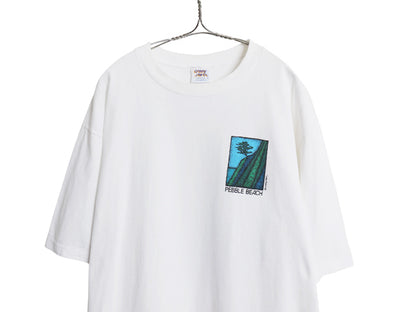 90s USA製 両面 アート イラスト プリント Tシャツ メンズ XL / オールド ゴルフ グラフィック 半袖Tシャツ シングルステッチ 大きいサイズ