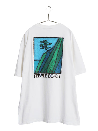 90s USA製 両面 アート イラスト プリント Tシャツ メンズ XL / オールド ゴルフ グラフィック 半袖Tシャツ シングルステッチ 大きいサイズ